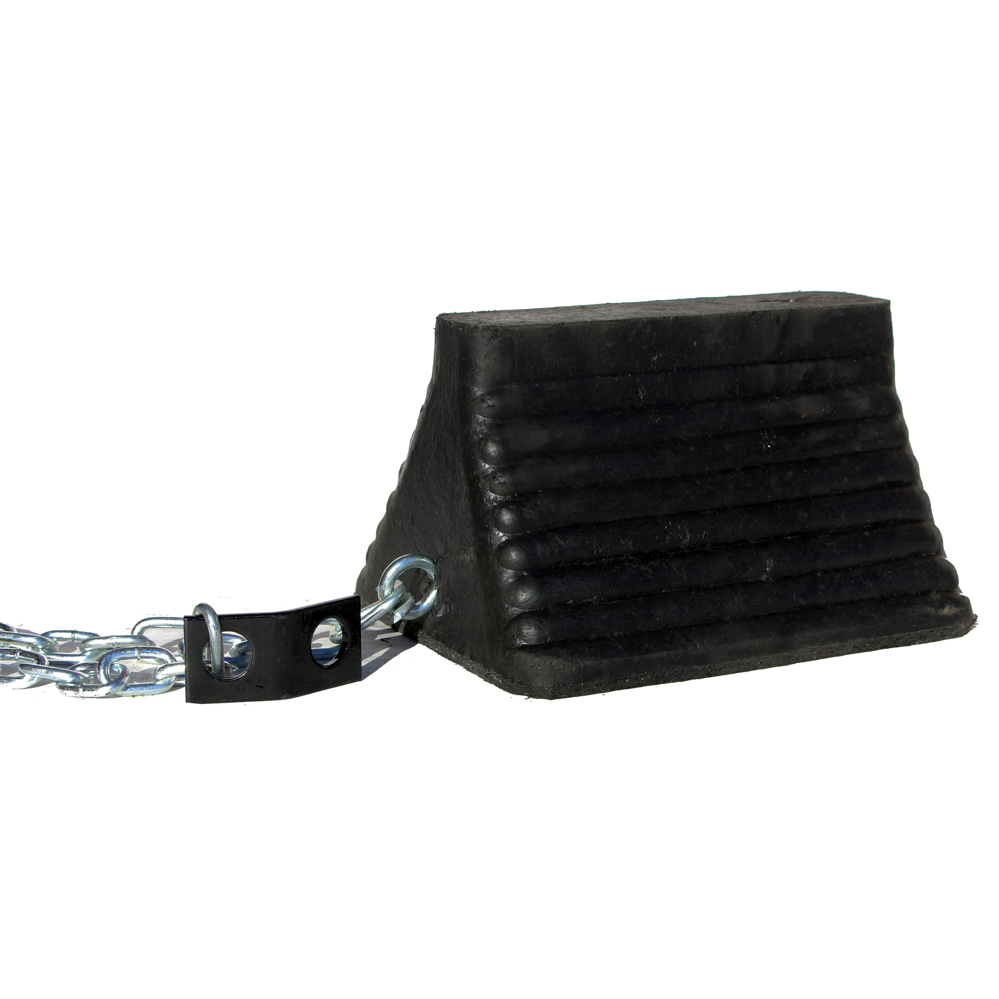 Durable Corporation Rubber Wheel Chock with 15ft. Zinc Security Chain, Model# WC68-9W15